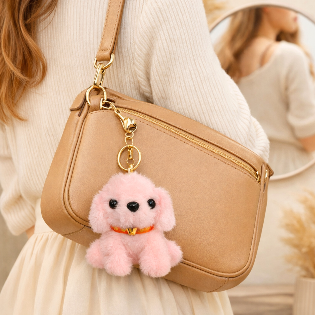 Puppy Plush Keychain with collar