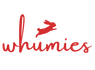 Red 'whumies' logo with a rabbit icon on a white background