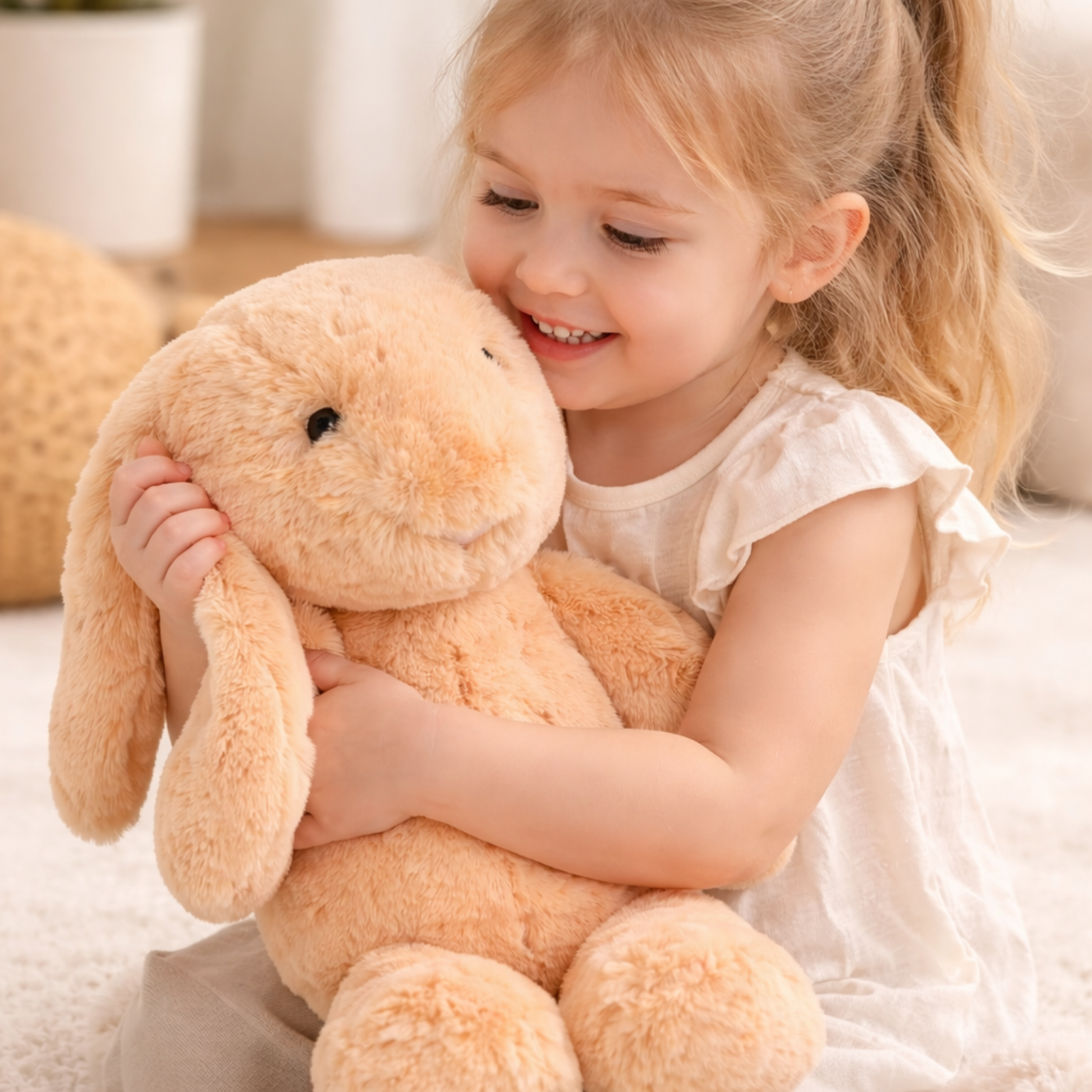 Snuggles – The Peach Bunny Plush Toy