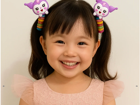 Cartoon Spiral Braids & Ice Cream Hair Pins Set (Pack OF 9)