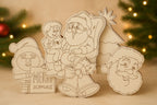 DIY Woodies Christmas Special Crafting Kit - 5 wood magnets, 6 painting colors and a brush