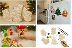 DIY Woodies Christmas Special Crafting Kit - 5 wood magnets, 6 painting colors and a brush