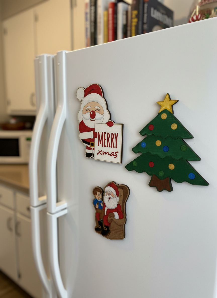 DIY Woodies Christmas Special Crafting Kit - 5 wood magnets, 6 painting colors and a brush | Perfect for Gifting