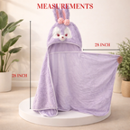 Bath Towel Poncho with Purple Bunny Hoody
