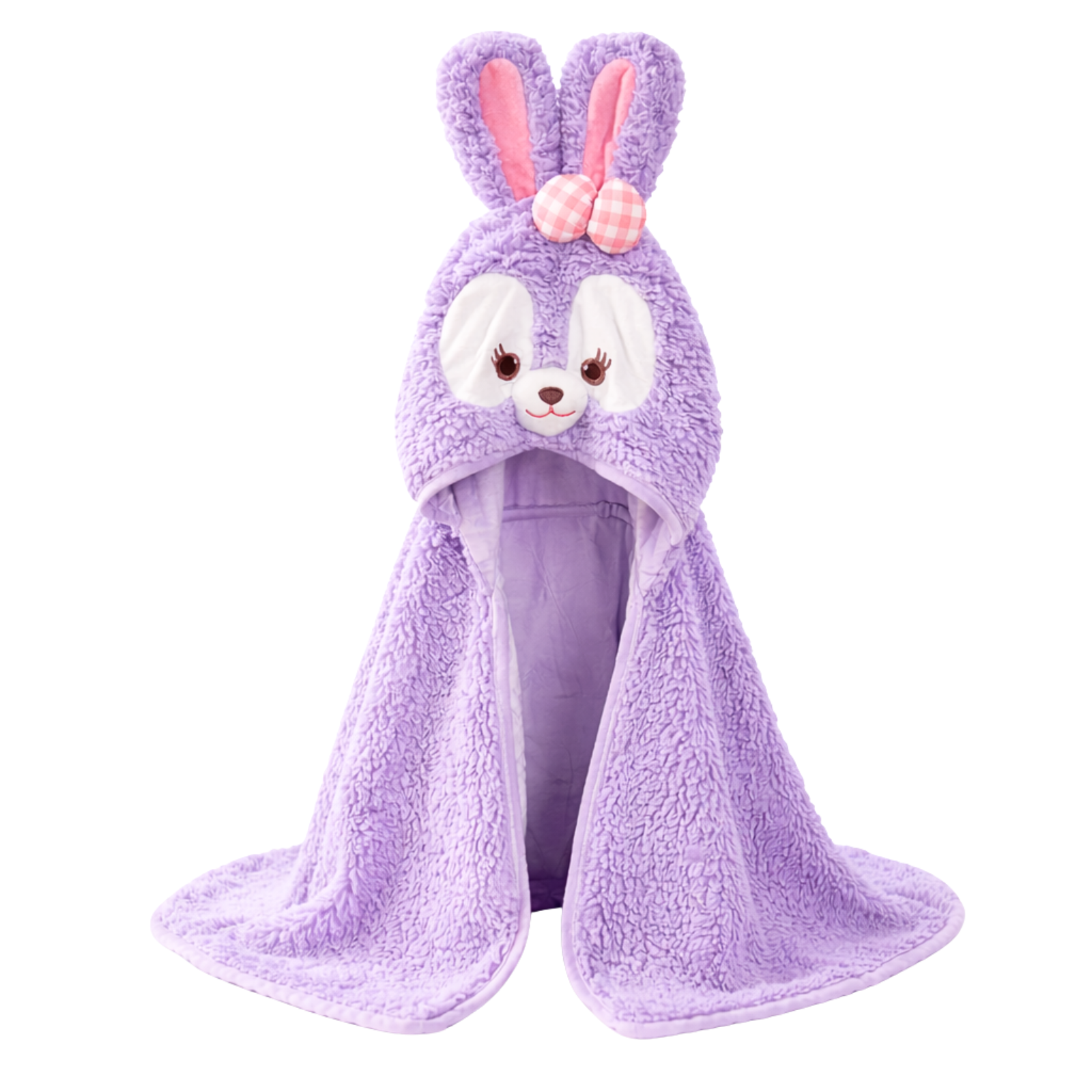 Bath Towel Poncho with Purple Bunny Hoody